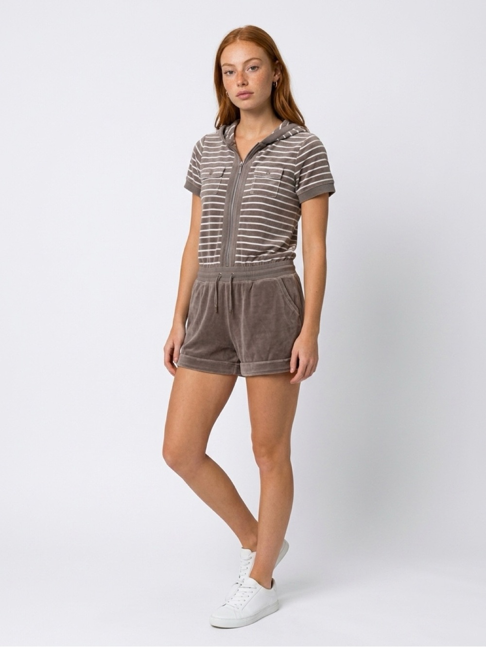 BCBGMaxAzria Brown Striped Romper